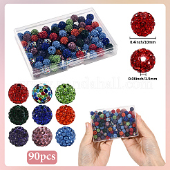 90Pcs Glass Rhinestone Clay Pave Round Beads&nbsp;RB-LT0001-02