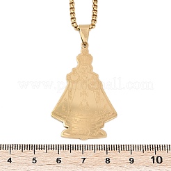 201 Stainless Steel Saint Benedict Medal Pendant Necklaces&nbsp;NJEW-K283-37G