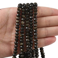 Natural Golden Sheen Obsidian Bead Strands&nbsp;G-D344-A12