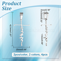 4Pcs 2 Colors 304 Stainless Steel Pendants&nbsp;STAS-UN0046-60