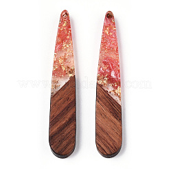 Transparent Resin & Walnut Wood Pendants&nbsp;RESI-N039-69E