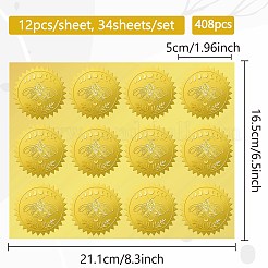 34 Sheets Self Adhesive Gold Foil Embossed Stickers&nbsp;DIY-WH0509-054