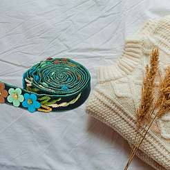 Velvet Handmade Flower Embroidered Lace Ribbons&nbsp;SRIB-WH0011-077B
