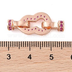 Rack Plating Brass Micro Pave Clear Cubic Zirconia Fold Over Clasps&nbsp;KK-S384-17RG