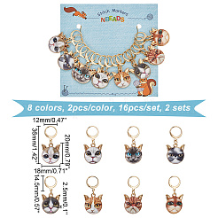 Alloy Enamel Cat Head Pendant Stitch Markers&nbsp;HJEW-AB00235