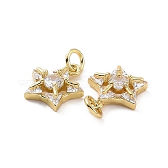 Rack Plating Brass Micro Pave Cubic Zirconia Charms&nbsp;KK-C008-34G