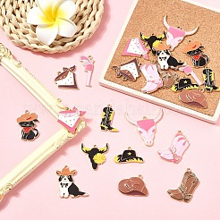 24Pcs 12 Styles West Cowboy Theme Golden Plated Alloy Enamel Pendants&nbsp;FIND-YW0006-74