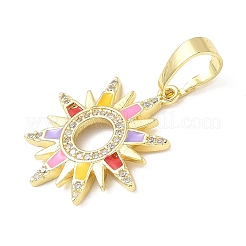 Brass Micro Pave Cubic Zirconia Pendants&nbsp;KK-D357-45G