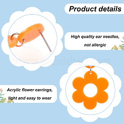 6 Pairs 6 Colors Flower Acrylic Dangle Stud Earrings with Steel Iron Pins for Women&nbsp;EJEW-AN0004-03