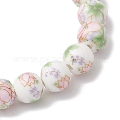 2Pcs 2 Colors Handmade Flower Printed Porcelain Ceramic Round Beads Stretch Bracelets for Women&nbsp;BJEW-JB12091