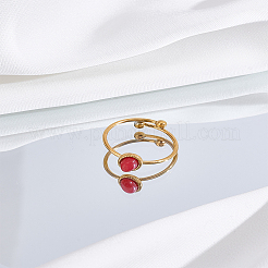 1Pc Stainless Steel with Synthesis Gemstone Adjustable Cuff Rings&nbsp;RJEW-LP0010-10C