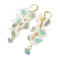 Natural Amazonite & Natural Shell Dangle Earrings for Women&nbsp;EJEW-JE07385