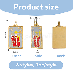 8Pcs 8 Styles Tarot 304 Stainless Steel Enamel Pendants&nbsp;STAS-DC0017-30