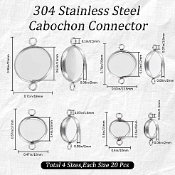 80Pcs 4 Styles 304 Stainless Steel Cabochon Connector Settings&nbsp;STAS-CN0001-55