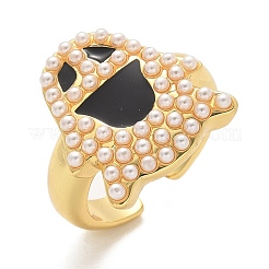 Ghost Brass Enamel Cuff Rings for Women&nbsp;RJEW-B117-02G