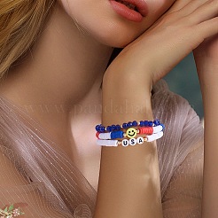 7Pcs 7 Style Handmade Polymer Clay Heishi Surfer Stretch Bracelets Set&nbsp;BJEW-SW00076