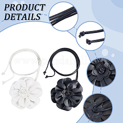 2Pcs 2 Colors Flower PU Leather Wrap Waist Belts for Women&nbsp;AJEW-CL0003-24