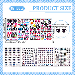 8Pcs 8 Styles Water Transfer Eyes Stickers&nbsp;AJEW-WR0002-90