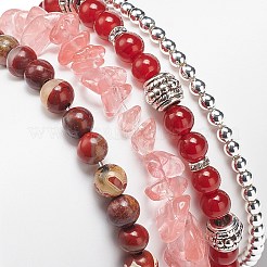 4Pcs 4 Style Natural Mixed Gemstone Beaded Stretch Bracelets Set&nbsp;BJEW-JB08878