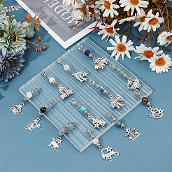 12Pcs Eound Natural & Synthetic Gemstone & Alloy Constellation Pendant Decorations&nbsp;HJEW-GO00240