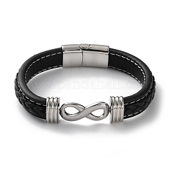 Braided Microfiber Leather Cord Bracelets for Men&nbsp;BJEW-Z081-07P-02