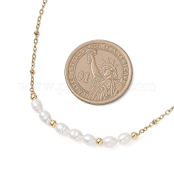 Natural Pearl Rice Beaded Pendant 304 Stainless Steel Satellite Chain Necklaces for Women&nbsp;NJEW-JN05782