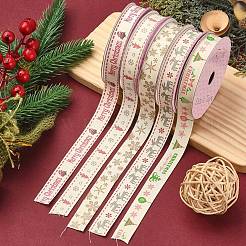 5 Rolls 5 Patterns Single Face Printed Cotton Satin Ribbons&nbsp;OCOR-YW0001-04