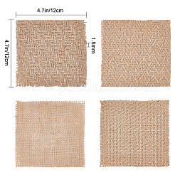 12Pcs 4 Style Square Jute Braided Mats&nbsp;AJEW-DR0001-12