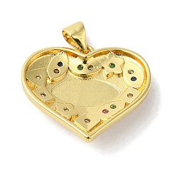 Rack Plating Brass Micro Pave Cubic Zirconia Pendants&nbsp;KK-F854-07G