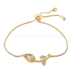 Brass Micro Pave Clear Cubic Zirconia Slider Bracelets&nbsp;BJEW-C089-05G