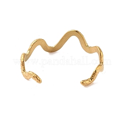 304 Stainless Steel Textured Wavy Open Cuff Bangles for Women&nbsp;BJEW-C065-01G