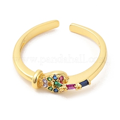 Colorful Cubic Zirconia Heart Open Cuff Rings&nbsp;RJEW-L106-004G