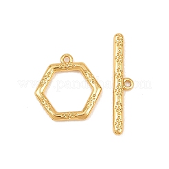 Hexagon Brass Toggle Clasps&nbsp;KK-G548-40G