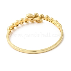 Colorful Cubic Zirconia Leaf Hinged Bangle&nbsp;BJEW-L681-005G