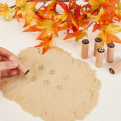 6Pcs 6 Styles Round Wooden Traditional Chinese Moon Cake Stamps&nbsp;AJEW-OC0004-20