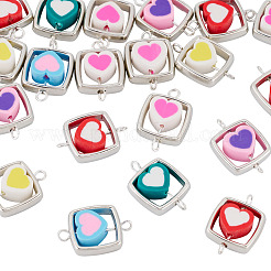 20Pcs Polymer Clay Heart & CCB Square Frame Links Connector Charms&nbsp;CLAY-TADJ0001-09