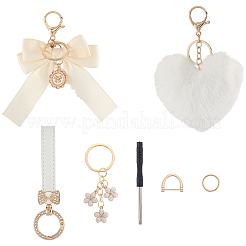 4 Styles Plush Heart Polyester & Enamel Keychain&nbsp;KEYC-BBC0001-11B