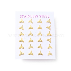 304 Stainless Steel Tiny Whale Tail Stud Earrings with 316 Stainless Steel Pins for Women&nbsp;EJEW-J043-15G