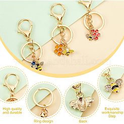 4 Sets Alloy Enamel Pendants Keychains&nbsp;KEYC-NB0001-36