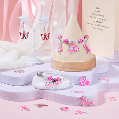 26Pcs 13 Styles Breast Cancer Pink Awareness Ribbon Theme Alloy Enamel Pendants&nbsp;ENAM-TA0001-93