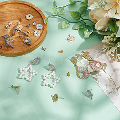 20Pcs 2 Styles Brass Stud Earring Findings&nbsp;KK-BBC0015-13