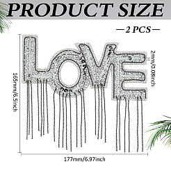 2Pcs Word Love Hotfix Rhinestone&nbsp;DIY-MA0006-94