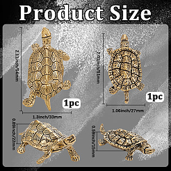 2Pcs 2 Styles Brass Turtle Display Decorations&nbsp;AJEW-SP0004-99