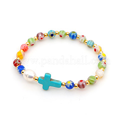 Handmade Lampwork Round Beads Stretch Bracelets&nbsp;KZ7867-3