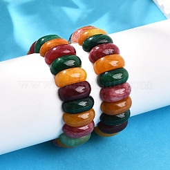 Dyed Natural Multi-Color Agate Beaded Stretch Bracelets for Women Men&nbsp;BJEW-M049-09A