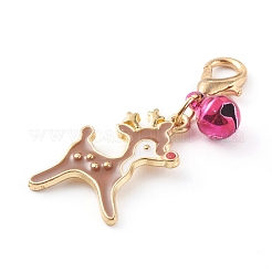 Christmas Theme Light Gold Alloy Enamel Pendants&nbsp;HJEW-JM00469