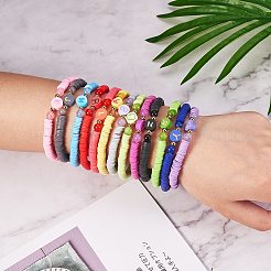 Handmade Polymer Clay Alphabet & Heishi Beads Stackable Stretch Bracelets Set&nbsp;BJEW-SZ0002-10