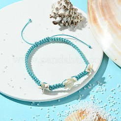 Ocean Theme Starfish Tortoise Synthetic Turquoise Beaded Anklets for Women&nbsp;AJEW-AN00554-02