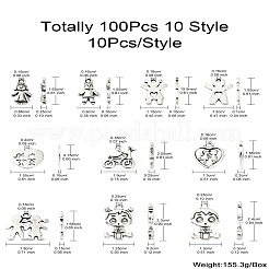 100Pcs 10 Styles Tibetan Style Alloy Pendants&nbsp;FIND-CJ0002-30