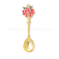 4Pcs Christmas Alloy Enamel Spoon Pendants Ornament&nbsp;AJEW-JD00023